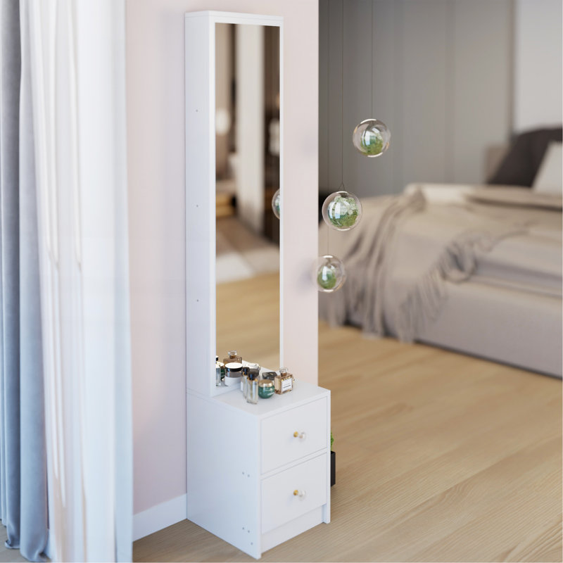 Longueur 11,8 po x largeur 15,7 po x hauteur 63 po Armoire à miroir simple et élégante, armoire pleine grandeur, très grand miroir, rangement multicouche à grande capacité, à utiliser seul ou en combinaison avec meuble-lavabo