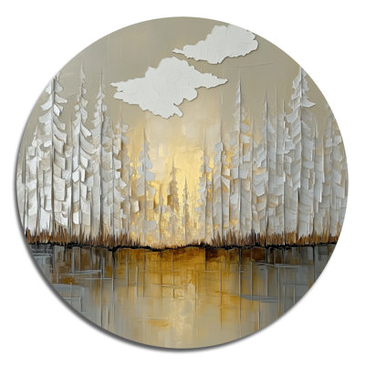 Décoration murale moderne en métal Modern Forest Golden Gray Horizon