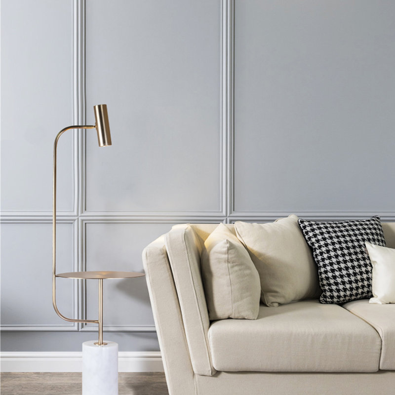 1 Light Gold Floor Lamp With Marble Base