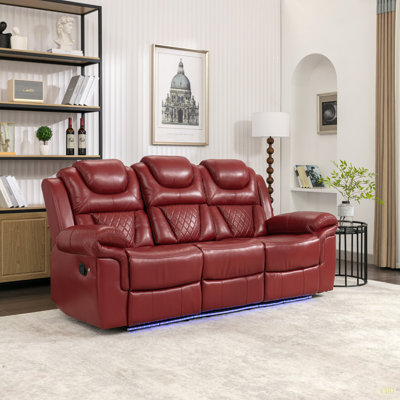 Fauteuil inclinable manuel de cinéma maison avec console centrale et bande lumineuse à DEL pour le salon