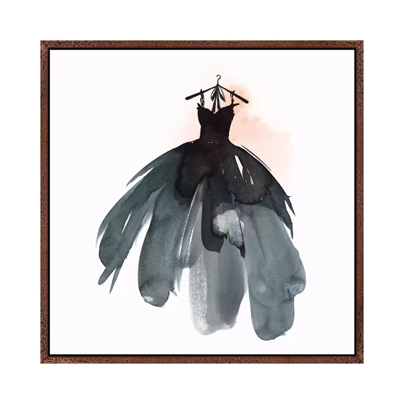 Little Black Dress I by Isabelle Z - Print on Canvas, 93.98 cm H x 93.98 cm W, Classic Brown Wood Framed