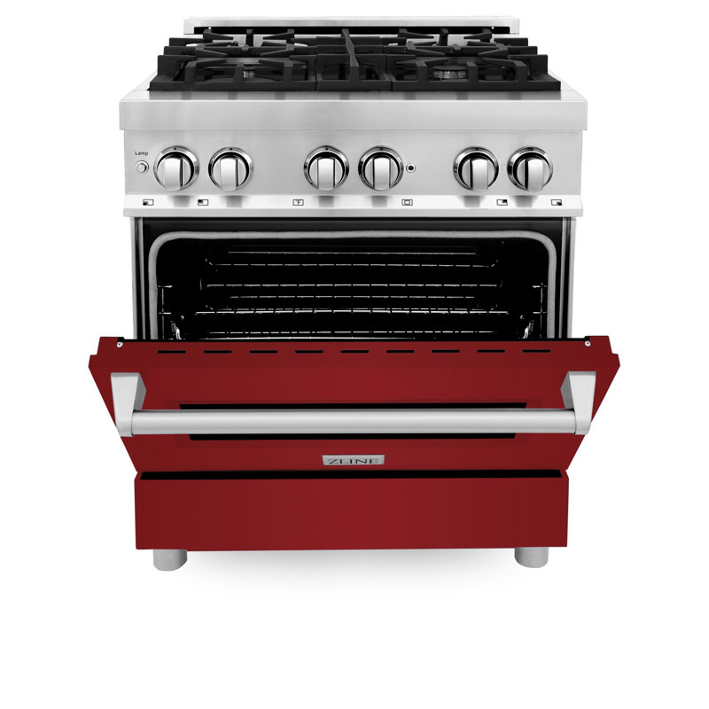 ZLINE 30" Legacy Dual Fuel Range, Red Gloss Stainless Steel