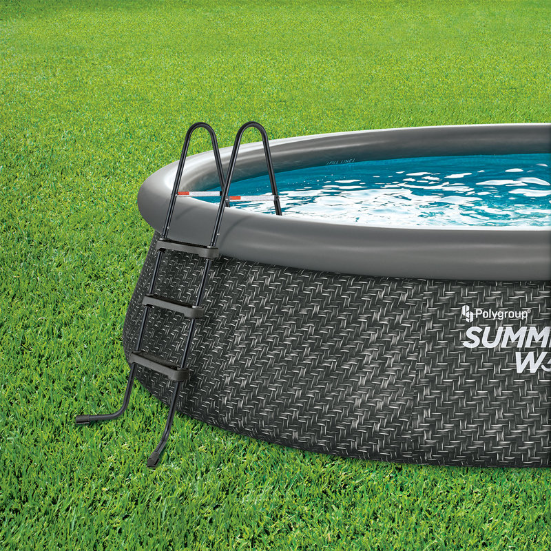 Summer Waves 14' Dark Wicker Round Above Ground Pool with Pump