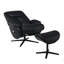 Fauteuil d'appoint pivotant noir avec repose-pieds
