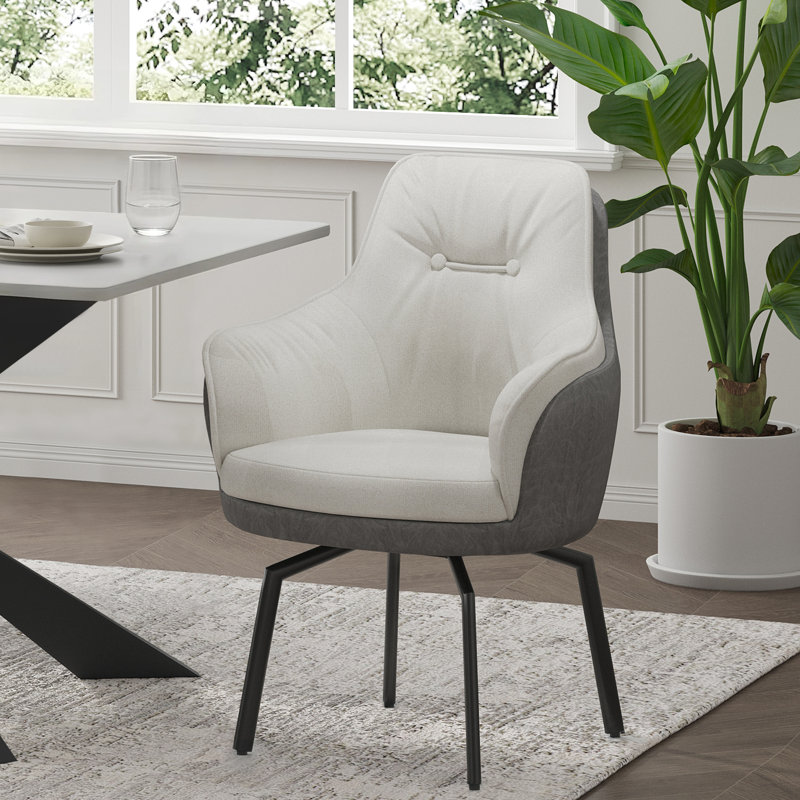 Fauteuil de salle à manger 17,7 po H 2,7 po, Blanc / Gris