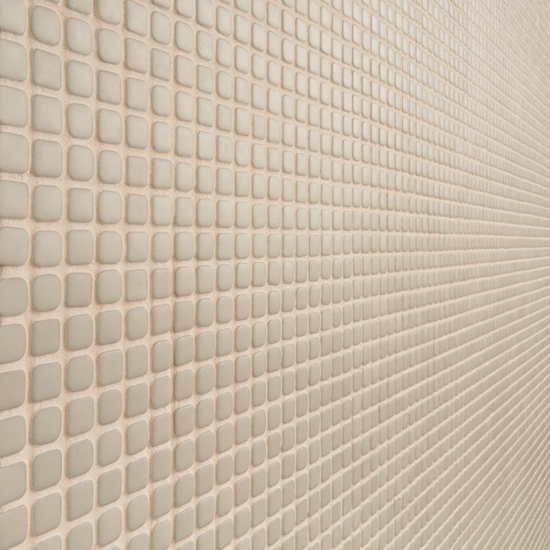 Venini .5" Mini Square Frosted Glass Mosaic Tile, Beige