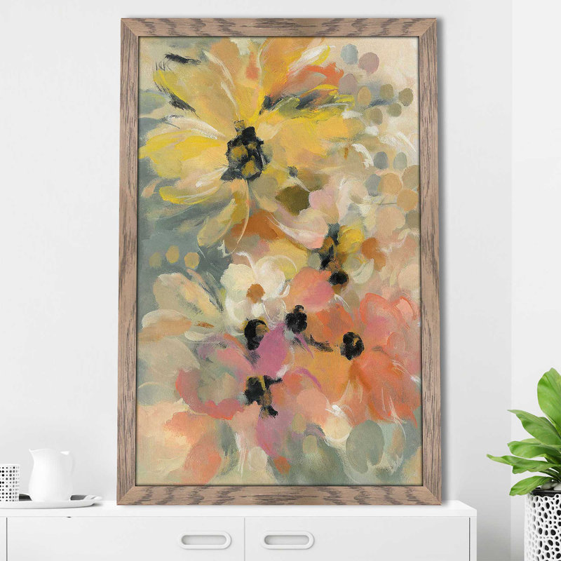 June Flower Bed - reproduction d'art, Cadre taupe délavé, H 27,5 po x l 21,5 po x P 0,75 po