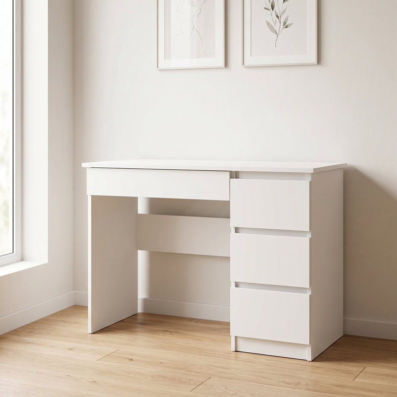 Eufelia Computer Desk, White, Right