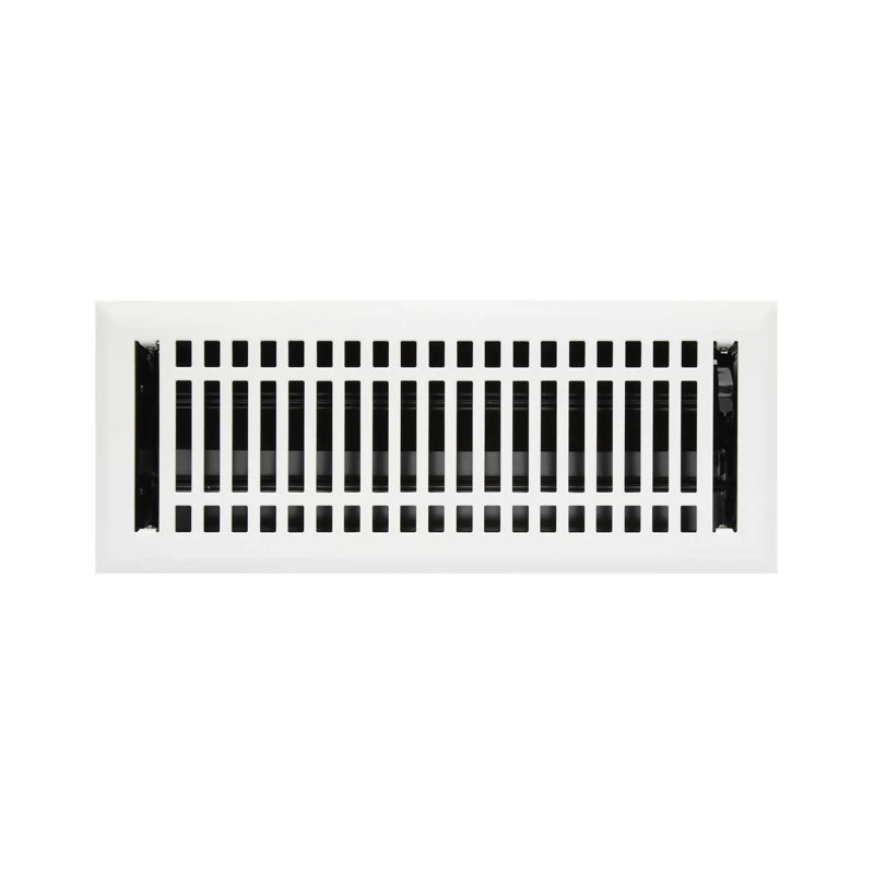 Registre de plancher contemporain en acier, Blanc, 6 po x 14 po