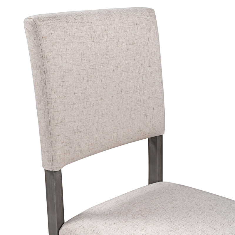 4 chaises de salle à manger rembourrées Mid-Century en bois pour petits espaces, beige