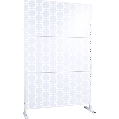 76" H48" W Privacy Screen Metal - White, For Deck, Patio, Balcony, Indoor & Outdoor, Build, Rust Fade , Elegant Decorative White Outdoor Use, , Rust-, Fence