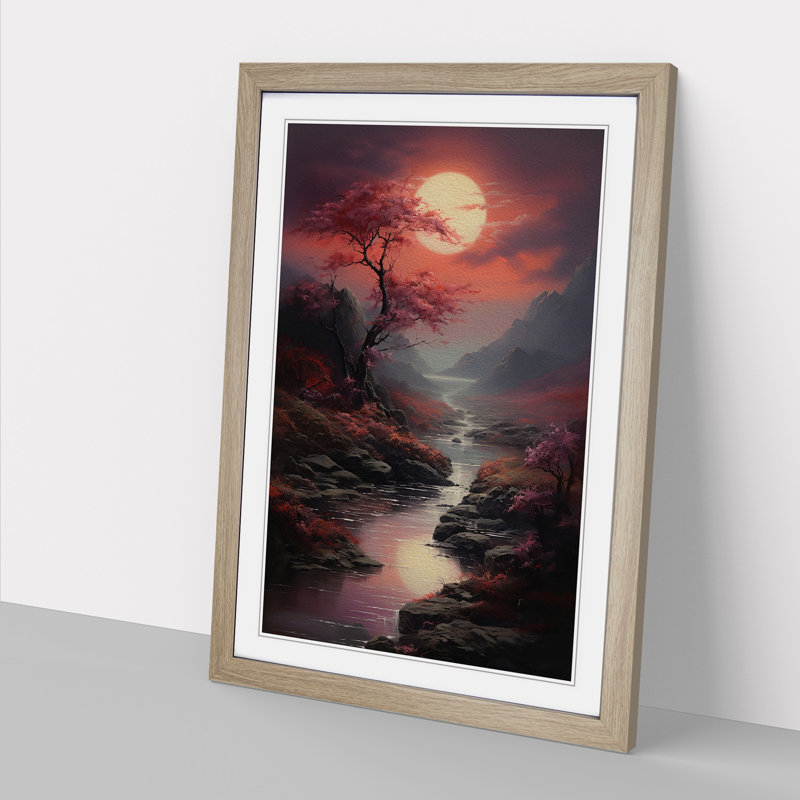 Landscape Romanticism - Single Picture Frame Print on Wood, Oak , 46cm H x 34cm W x 2cm D