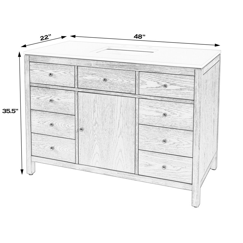 Nora 48 in. W Quartz Single Sink Bathroom Vanity Set, Natural