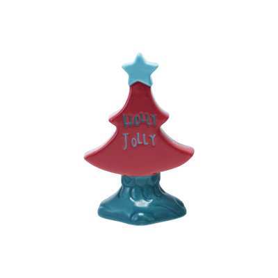 Hand-Painted Stoneware Tree "Holly Jolly" Decor