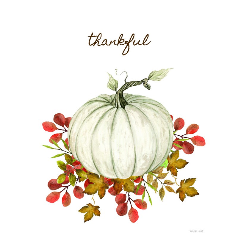 «Thankful Pumpkin» par Cindy Jacobs - reproduction sur toile tendue, H 16 po x l 12 po