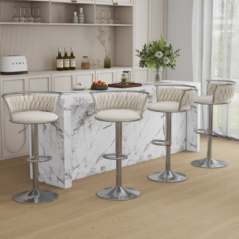Tabouret de bar Christal, Argent argent, Ivoire ivoire