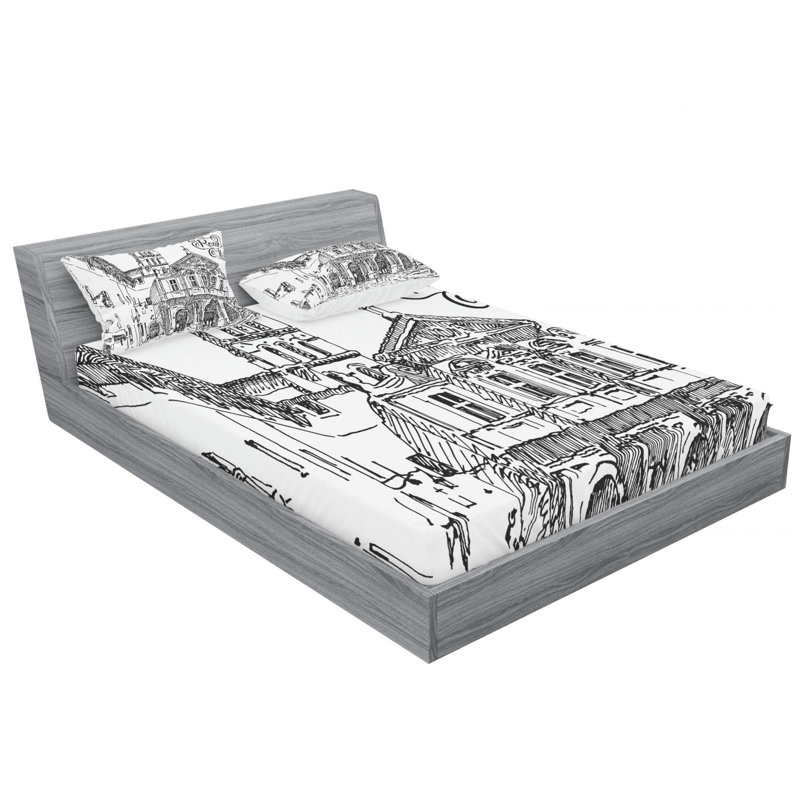 Ensemble de draps célèbre cityscape of rome, Ensemble de draps pour lit double avec un drap-hou