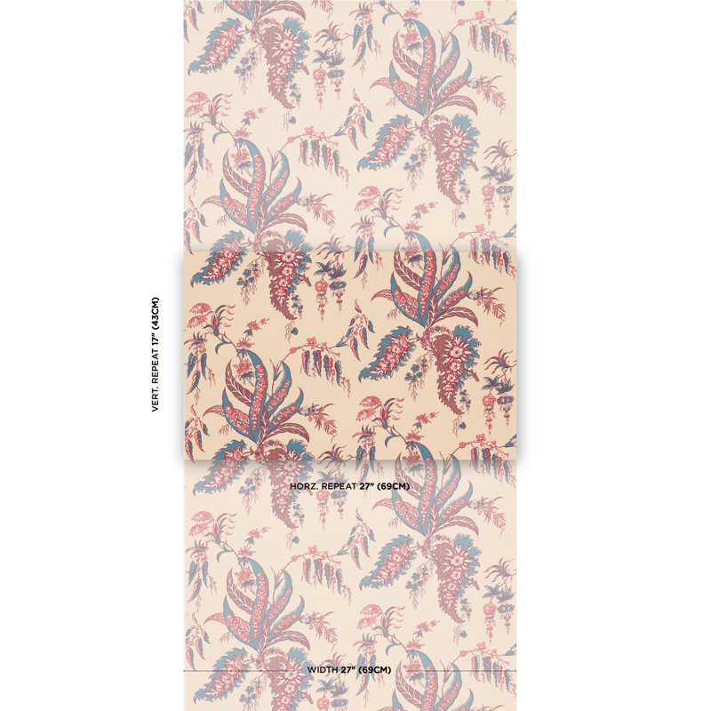 Apolline Botanical Wallpaper, Rouge/Bleu