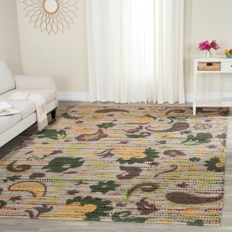 Tapis floral en coton tissé à la main Veropeso Cedar Brook, Rectangle 8 pi x 10 pi