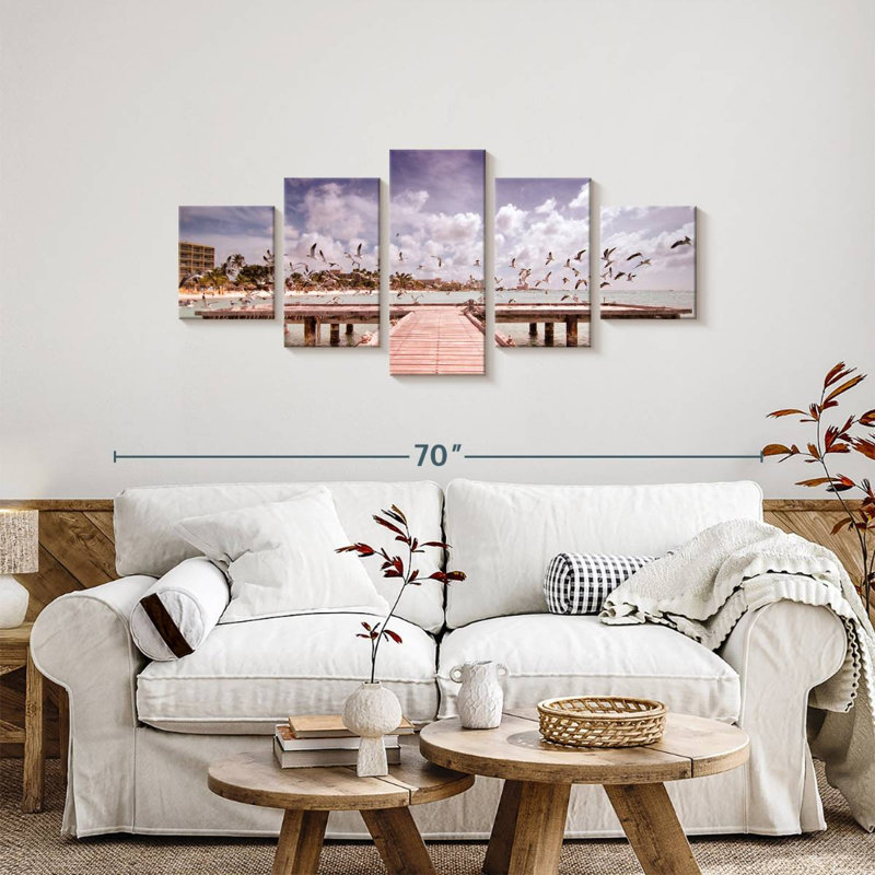 Birds Over Aruba Dock, 24" H x 55" W