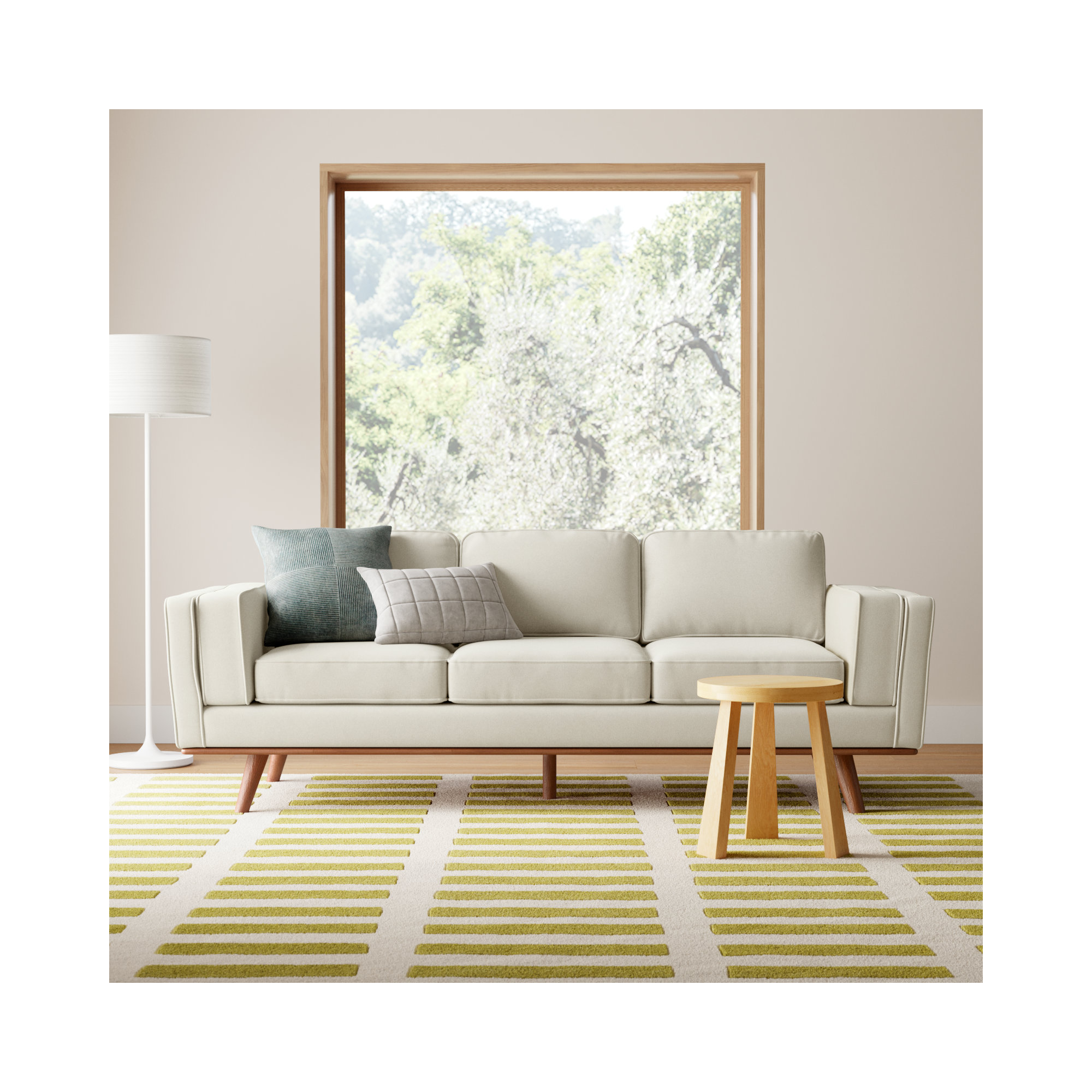Estes 89.76'' Square Arm Sofa, Beige