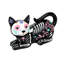 Figurine de chat squelette en résine, style gothique, pour le Jour des Morts, avec détails multicolores, 20 cm de large.
