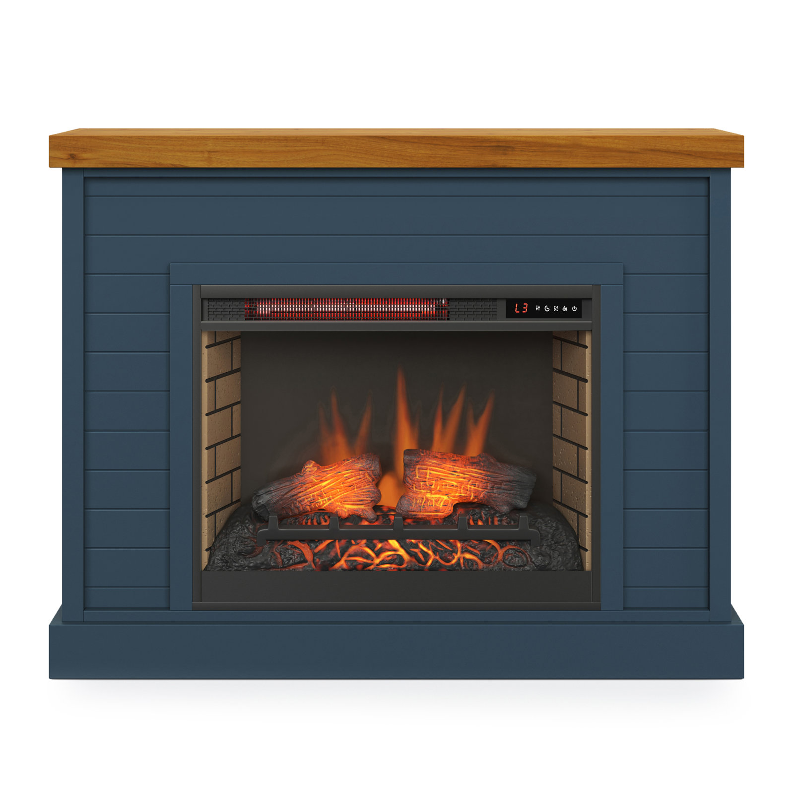 Rimma 48 inch Electric Fireplace, Denim/Whiskey