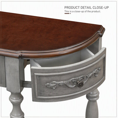 Console incurvée moderne et contemporaine de 132 cm (52 ​​pouces) avec 4 tiroirs et 1 tablette, idéale pour les corridors et les salons.