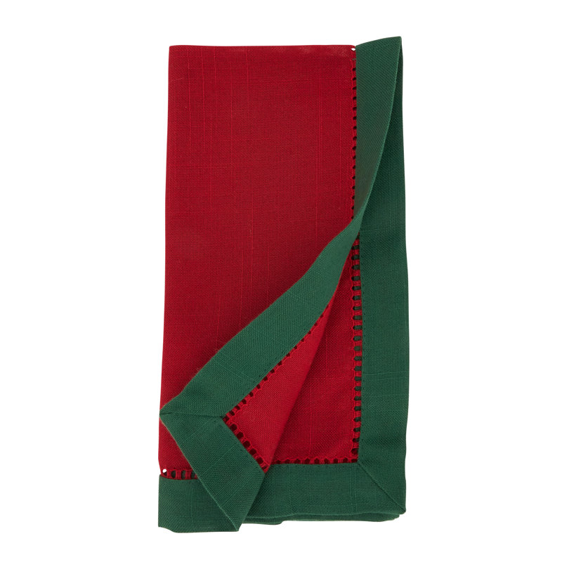 Ensemble de 12 serviettes de table Umana Color Block Charm, Rouge / vert jaspe