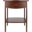 Table de bout et table de chevet courbées en bois avec tiroir et tablette inférieure, table de chevet traditionnelle brune, table d'appoint de rangement pour chambre à coucher, salon et entrée