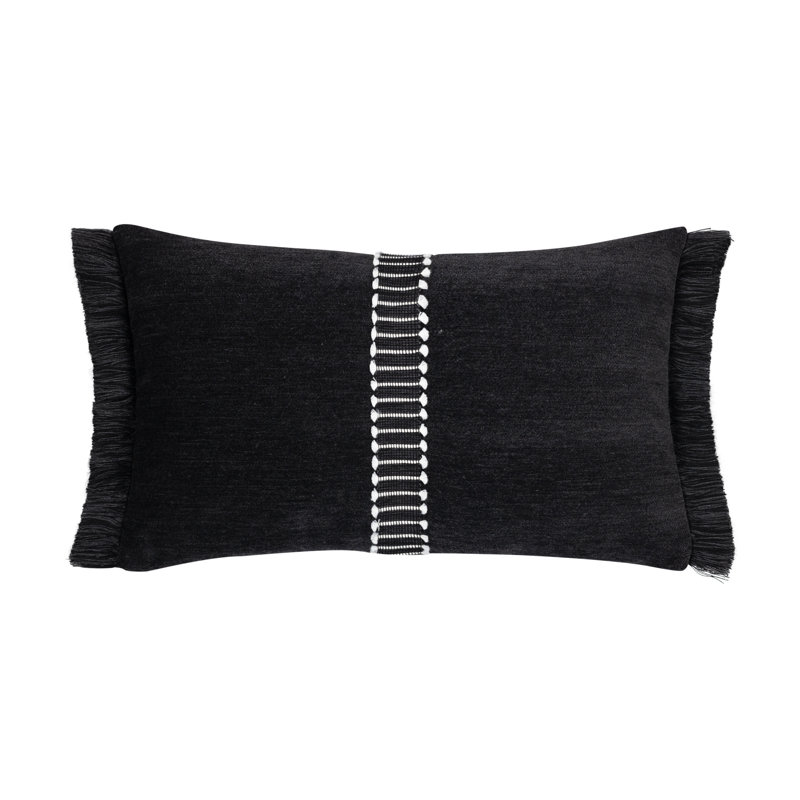 Splendor Velvet Pillow Cover & Insert, 12" H x 20" W, Charcoal, Rectangular