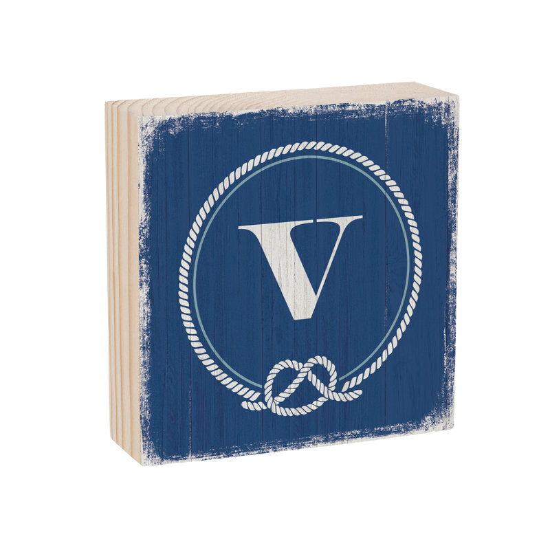 Coastal Wooden Plock Monogram Nautical 6" V