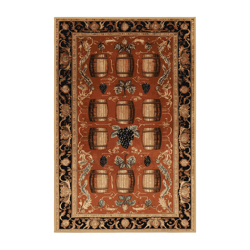 Tapis brun français lavable à la machine, Rectangle 7 pi x 9 pi