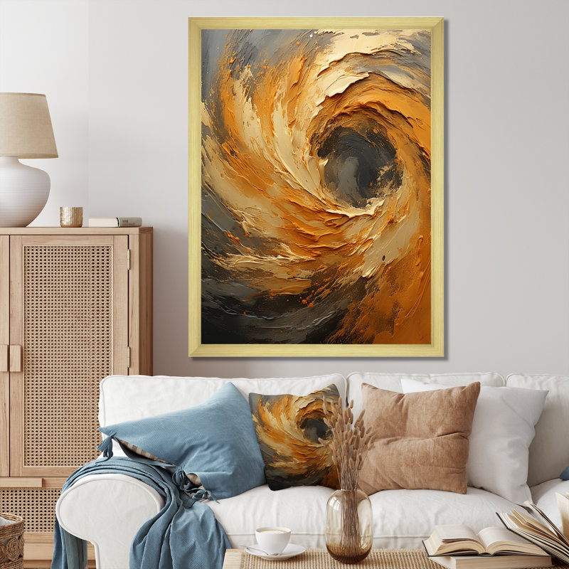 Golden Orange Surge I, reproduction d'art sur toile, H 20 po x l 12 po x P 1 po, Cadre doré simple