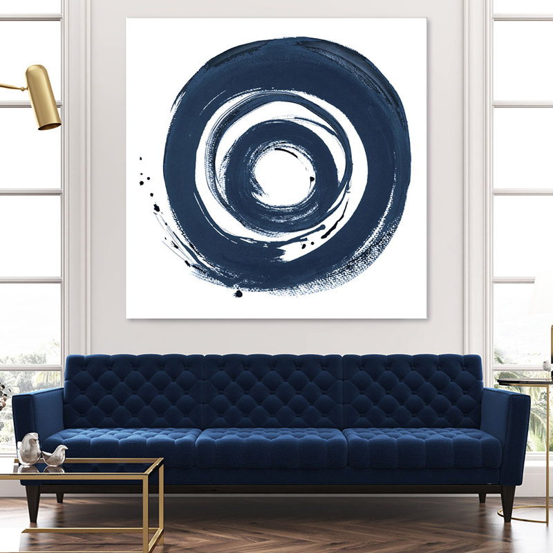 «African Navy Circle Abstract» par Patricia Pinto, reproduction d'art sur toile tendue, H 84 po x l 84 po x P 1,5 po