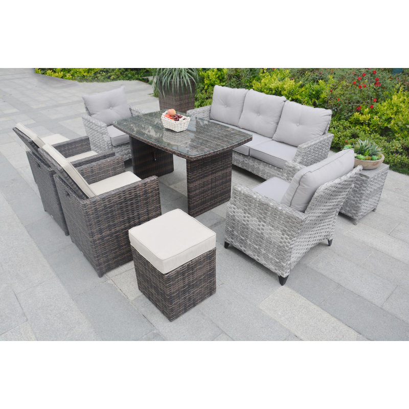 9 - Person Patio Conversation Set with Cushions