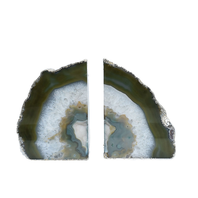 Serre-livres antidérapant Agate, Vert / argenté, H 4,5 po x l 5,5 po x P 2 po