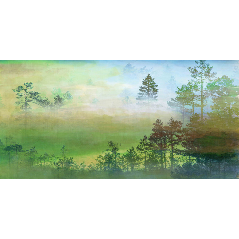« misty pin forest » par parvez taj,, reproduction d’art sur toile tendue, H 12 po x l 24 po