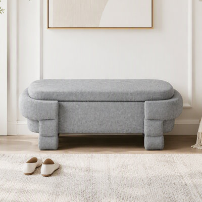 Pouf de rangement de 124 cm, banc de rangement, banc d'entrée rembourré avec siège, poufs de bout de lit