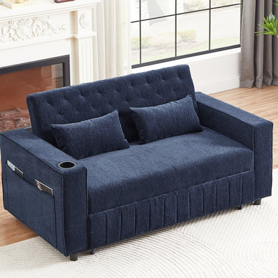 Lit bleu de 61,4 po avec poches pratiques et coussins de soutien lombaire