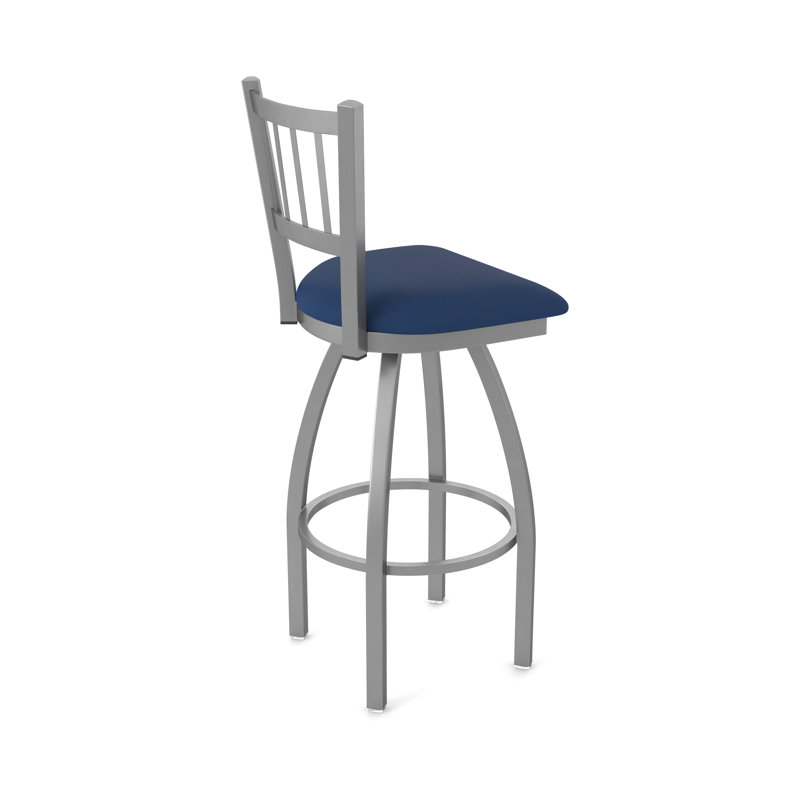 Tabouret de bar pivotant intérieur / extérieur en acier inoxydable Contessa, Vinyle - brise saphir