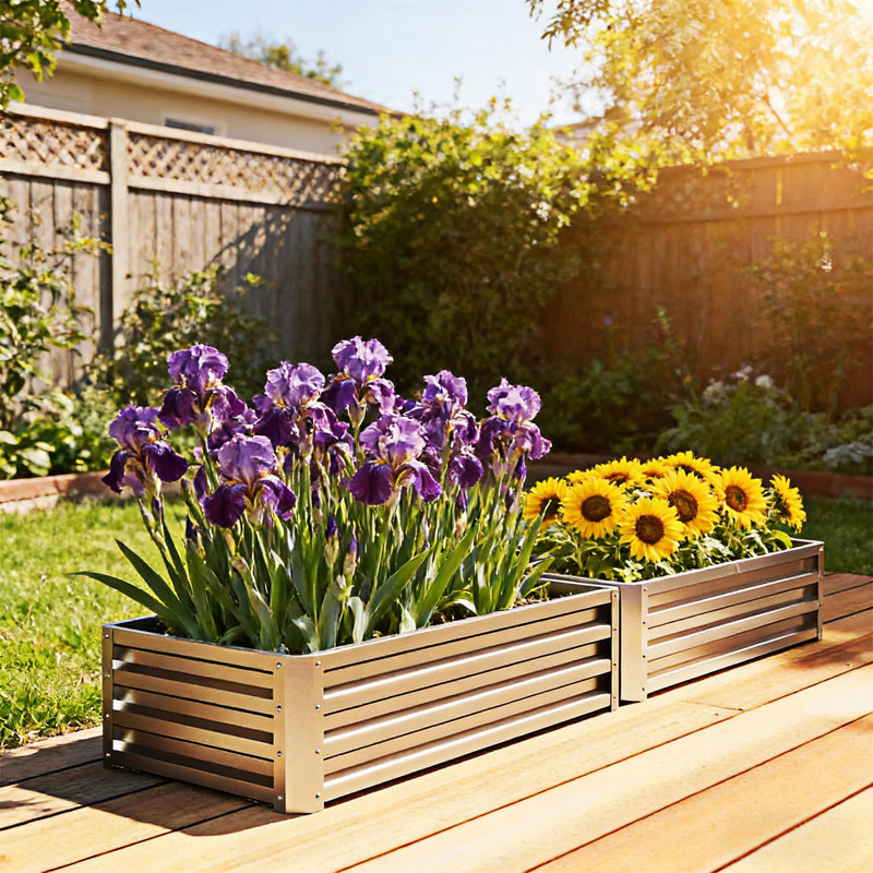 Raised Garden Bed Planter Box, Silver