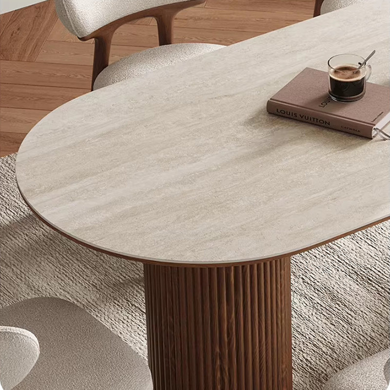 Nathalee Rock dining table Oval table Cream blast, 29.5"H x 70.9"L x 31.5"W