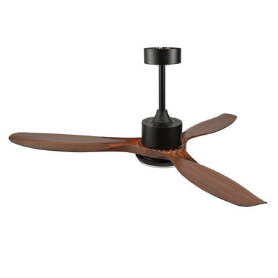52 Inch Modern Black Ceiling Fan with Light, 3 ABS Blades Remote Control Reversible DC Motor, Dimmable LED Ceiling Fan for Living Room & Bedroom