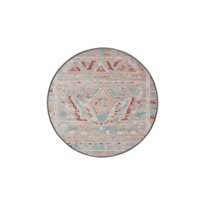 Tapis gris lavable à la machine, Rond 3 pi