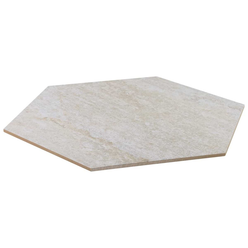 Shala 20" Hexagon Matte Slate Look Porcelain Tile, Smoke White