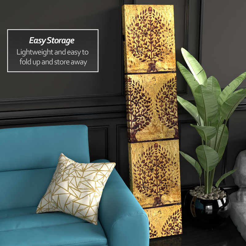 47.25'' 3 - Panel Folding Room Divider, Golden Orchard