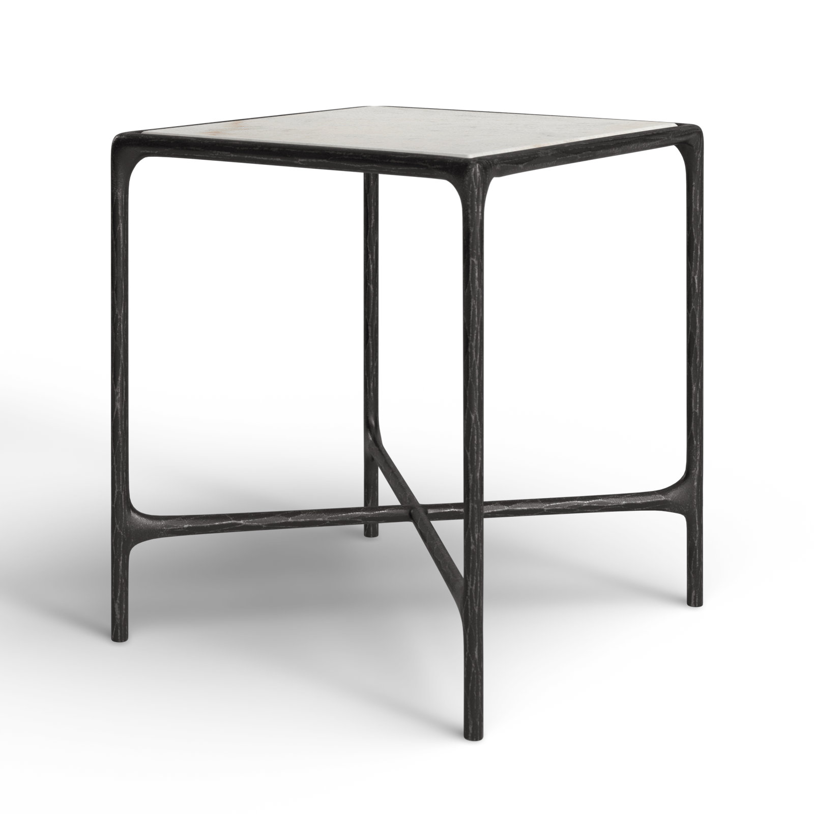 Evelynn 18" End Table, Black, White Marble