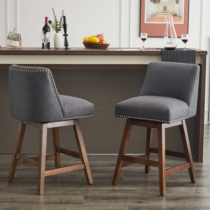 Tabouret de comptoir pivotant 26 po Keyisha, Brun, Gris