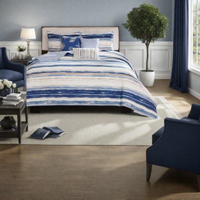 Comfortable Cotton Blue Bedding Sets, Modern Coastal Style For Home